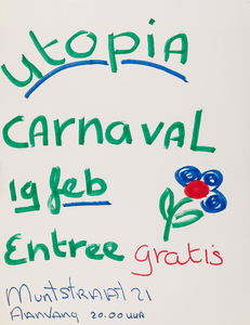  Aankondiging carnaval in jongerencentrum Utopia te Wijk bij Duurstede op 19 februari