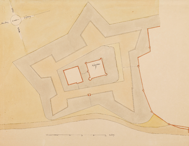  Plattegrond van de vesting huis Duurstede met doorgevoerde wijzigingen (manuscript-copie, 1 van 2)