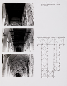  Plattegrond en drie foto's van dakgewelven van de Grote of St.Janskerk te Wijk bij Duurstede