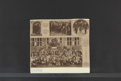  Krantenknipsel met een aantal foto's van de 'Burgemeestersfeesten in september 1925.Links: de voorzitter der ...