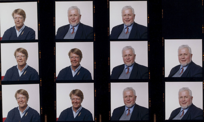 Index met 5 portretten van burgemeester Marjan Burgman en 6 portretten van wethouder Gerrit de Bruin - VVD.