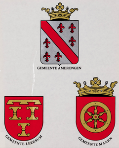  Compositieblad met de wapens van de gemeenten Maarn, Amerongen en Leersum