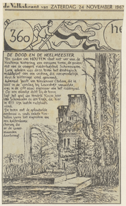  Krantenartikel met een tekening van kasteel Schonauwen en het graf van Hendrik Ravee