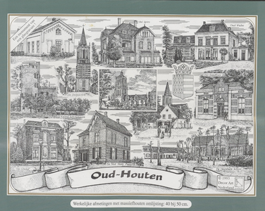 Reclamefolder voor een glasgravure 'Oud Houten'
