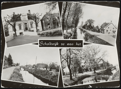  Vierluik met afbeeldingen van Schalkwijk: huis Rustenburg, provinciale weg, Jonkheer Ramweg, Brink