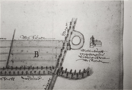  Landgoed Wickenburgh. Gedeelte van een kaart van de directe omgeving van het huis met een stukje Wickenburghseweg en ...