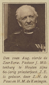  Artikel uit de Katholieke Illustratie over het 60-jarige priesterfeest van de Houtense pastoor J. Miltenburg