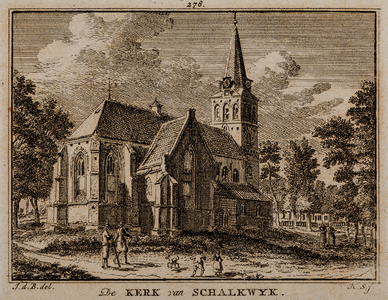  Gezicht op de achterzijde van de NH-kerk in Schalkwijk (no. 278)