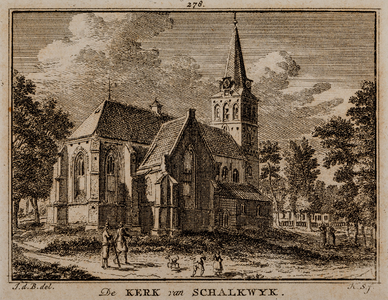  Gezicht op de achterzijde van de NH-kerk in Schalkwijk (no. 278)