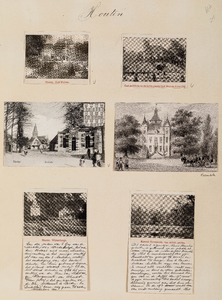  Compositieblad met vier foto's (huis Oud-Wulven, jachthuis Oud-Wulven, huis Wickenburg, huis Heemstede, waarschijnlijk ...