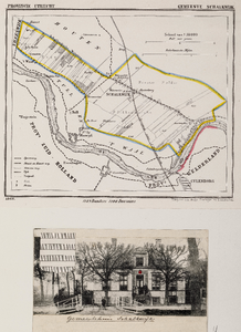  Compositieblad met een kaartje van de gemeente Schalkwijk(uitgegeven door H. Suringar te Leeuwarden) en een ...