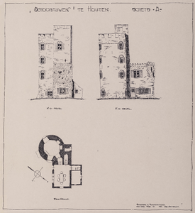 Plattegrond en gevelwanden van huis Schonauwen te Houten (schets A)