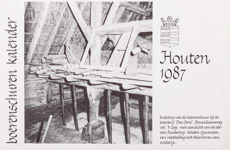  Omslag 'Boerenschuur Kalender 1987' met binnenin afbeeldingen van boerderijen binnen de gemeente Houten
