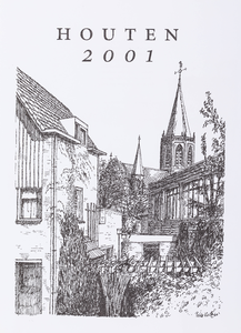  Omslag kalender 'Houten 2001' met binnenin afbeeldingen van plaatsen en boerderijen binnen de gemeente Houten