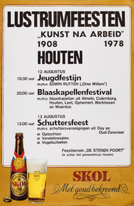  Aankondiging lustrumfeesten 'Kunst na Arbeid' (1908-1978) op het feestterrein De Stenen Poort te Houten