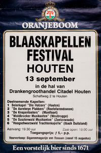  Aankondiging Blaaskapellen Festival in de hal van Drankengroothandel Ctitadel te Houten