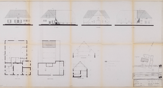  Gevels en plattegronden van boerderij De Grote Geer aan de Binnenweg 8 te Houten