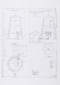 Plan van de ombouw van de bestaande windkorenmolen tot een stoomkorenmolen voor de heer Vulto te Schalkwijk (reproductie)