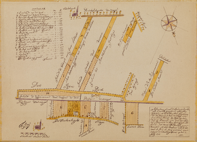  Eigenhandige copie van een copie van 3 juli 1703 van een kaart (J. Wttewaall te Amsterdam) van landerijen onder ...