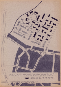  Overzicht woningbouw in plan Den Oord in de kern Houten met vermelding van wat per 1-11-1974 gereed is