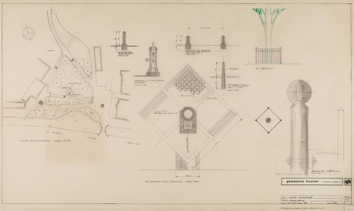  Schets van de reconstructie van de Brink, met dorpspomp, te Schalkwijk