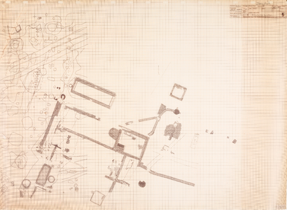  Werktekening archeologische opgraving van het voormalige landhuis Zorgvliet op het terrein Tielland te Houten (no. 3)