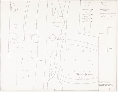  Werktekening archeologische opgraving op het terreinTielland, met een kringgreppel, te Houten (no. 3)