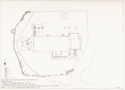  Samengestelde werktekening van archeologische opgravingen van en bij de NH-Kerk aan de Lobbendijk te Houten in de ...