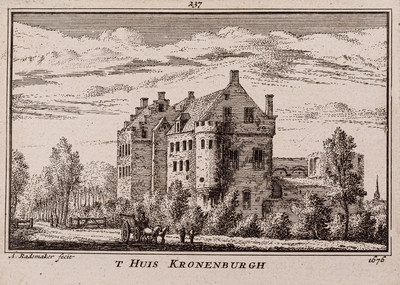  Gezicht over de gracht op huis Kronenburg aan de Vecht naar de situatie van 1676