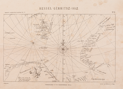  Reproductie van een kaart van Hessel Gerritsz uit 1612 van de Noordelijke IJszee