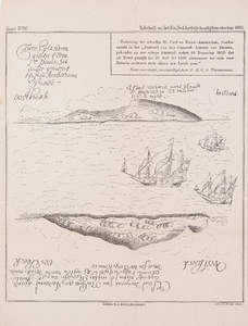  Reproductie van een tekening van de eilanden St. Paul en Nieuw-Amsterdam uit het journaal van Antonio van Diemen 1632-1633