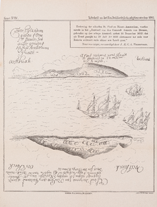  Reproductie van een tekening van de eilanden St. Paul en Nieuw-Amsterdam uit het journaal van Antonio van Diemen 1632-1633