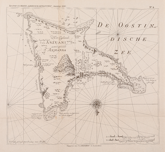  Reproductie van een kaart van Joannes van Keulen van het eiland Anzuani anders genaamd Anjoanna in de Oost-Indische zee