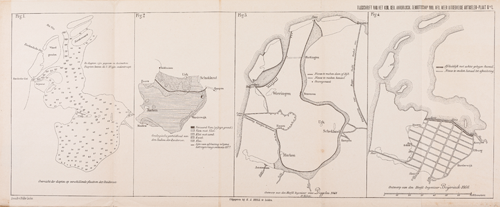  Vier kaarten betreffende de inpoldering van de Zuiderzee