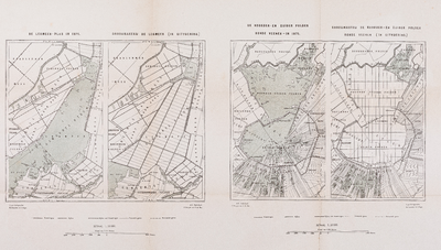  Kaart van de Legmeerplas in 1875, van de droogmakerij De Legmeer (in uitvoering), van de Noorder- en Zuiderpolder ...