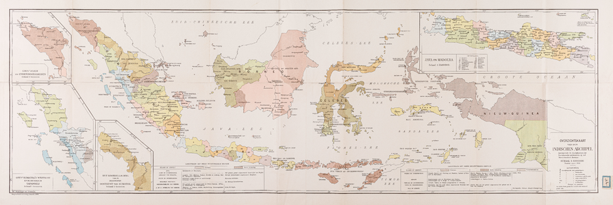  Overzichtskaart van de Nederlands-Indische archipel met de standplaatsen van de Europese ambtenaren bij het ...