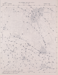 Kaart met de locatie van de (genummerde) peilmerken van het N.A.P. in het gebied tussen Veenendaal en Rhenen (Rhenen 39E)