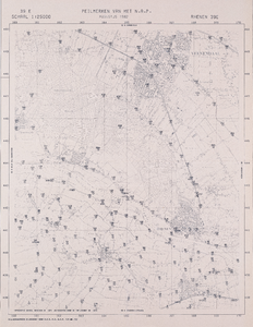  Kaart met de locatie van de (genummerde) peilmerken van het N.A.P. in het gebied tussen Veenendaal en Rhenen (Rhenen 39E)
