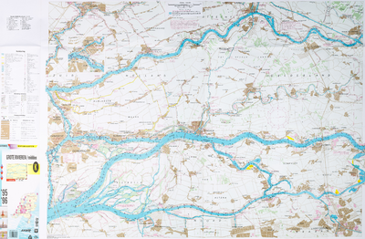  Waterkaarten 1:50.000. Kaart K (Grote rivieren/midden).Dordrecht, Gorinchem, Leerdam, Vianen, Culemborg, Wijk bij Duurstede