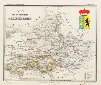  Kaart van de provincie Gelderland.