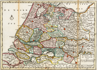  Kaartje van de provincie van Zuid Holland na de laaste verbetering