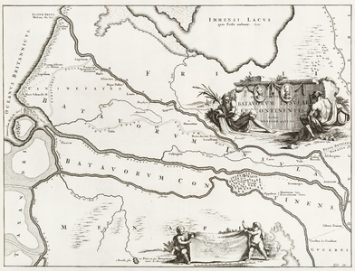  Descriptio Batavorum Insvlae et Continentis [Kaart met ligging Romeinse forten en legerplaatsen]