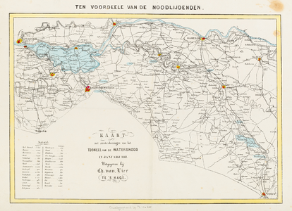  Kaart met aanteekeningen van het Toneel van de Watersnood in januarij 1861. Ten voordeele van de Noodlijdenden.