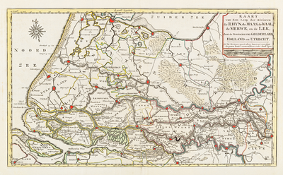  Kaart van den Loop der Rivieren de Rhyn, de Maas, de Waal, de Merwe, en de Lek, door de Provincien van Gelderland, ...
