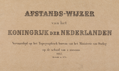  Afstands-wijzer van het Koninkrijk der Nederlanden [herdruk uitgave 1862] [omslag]