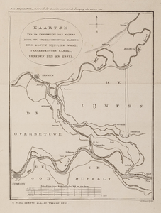  Kaartje van de verdeeling des waters door de onderscheidene takken des Boven Rijns, de Waal, Pannerdensche Kanaal, ...