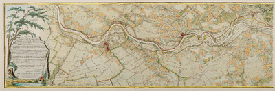  Kaart van de Neder-Rhyn en Leck stroom, van de Stad Arnhem tot aan het Oudslykerveer, beneden de Stad Culemborg. ...