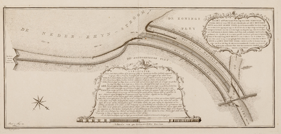  Kaart of platte grond-tekening, van den nieuwen Yssel-mond door De Pley, strekkende uit den Beneden Rhyn tot in den ...