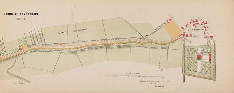  Kaart van den Lekdijk Bovendams. Opgemeten en in kaart gebracht in de jaren 1874, 1875 en 1876 door den dijkmeester ...