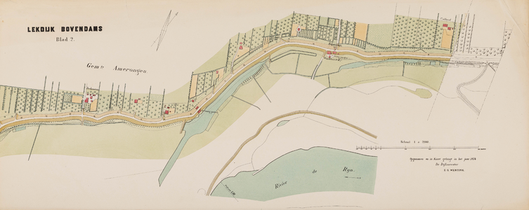  Kaart van den Lekdijk Bovendams. Opgemeten en in kaart gebracht in de jaren 1874, 1875 en 1876 door den dijkmeester ...